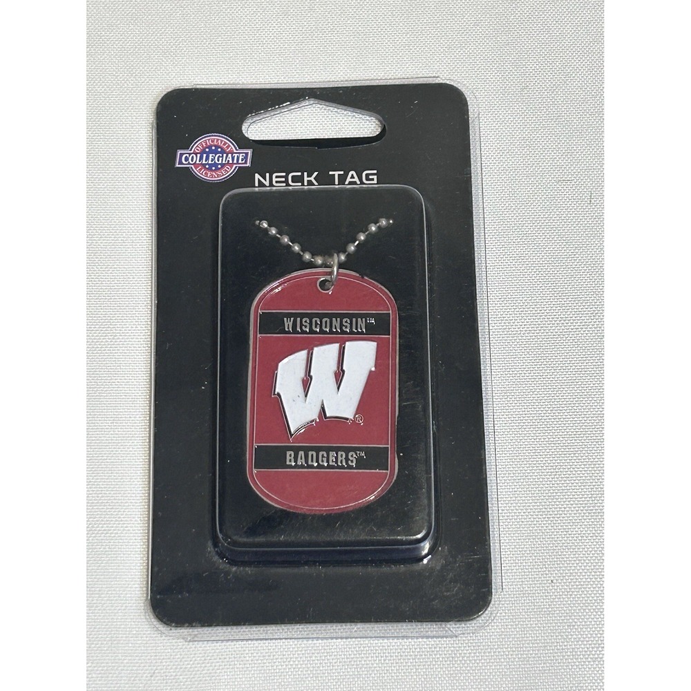 Wisconsin Badgers Dog Tag Necklace Siskiyou Sports Engravable Red White Neck Tag